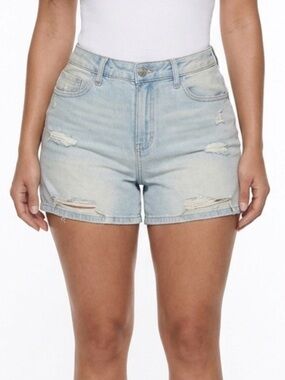 SO Light Blue Distressed High-Rise Denim Shorts